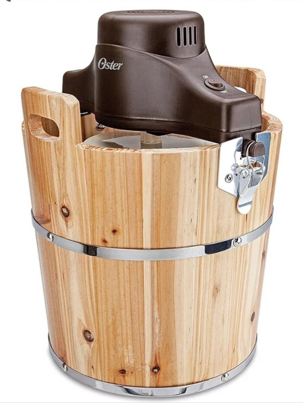 Oster Ice Cream Shop 4-Quart Wood Bucket Ice Cream Maker Lid Not Included